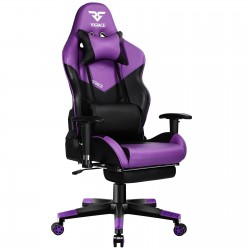 Bigger & Wider | VX RACE Gaming Chair with Footrest/ Swivel Leather Desk Chair-Purple