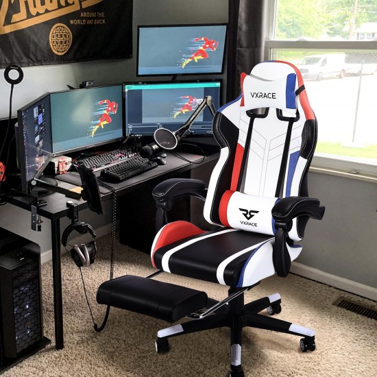 Brighter & Bolder | VX RACE Gaming Chair with Footrest/ Swivel Leather Desk Chair