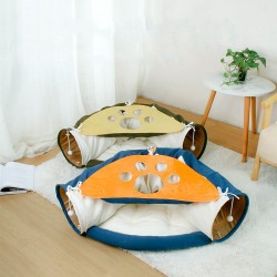 Cat Paw Collapsible Cat Tunnel Bed with Cushion Mat