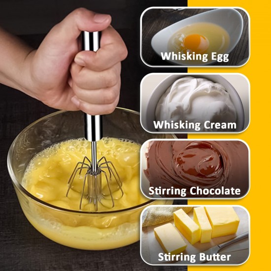 Hand Push Whisk Blender Stainless Steel Egg Beater Whisk