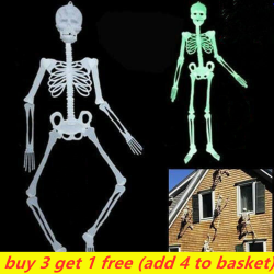 90CM Halloween Decoration Scary Props Hanging Human Skeleton Luminous Party 