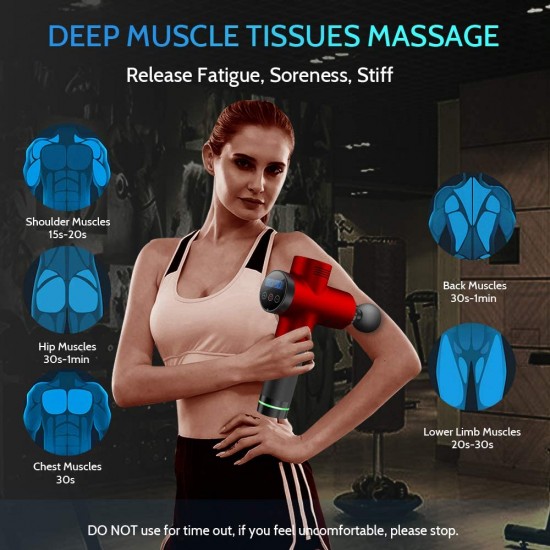 KCZAZY Electric Back Massagers Handheld Deep Tissue Muscle Massage Gun[Get Extra 1 Funny Head, 8 Heads in Total]