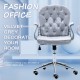 JL Comfurni | Vintage Home Office Computer Desk Girl Chair Velvet Fabric Swivel Armchair[Vintage Series-Grey]