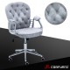 JL Comfurni | Vintage Home Office Computer Desk Girl Chair Velvet Fabric Swivel Armchair[Vintage Series-Grey]