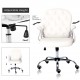 JL Comfurni | Vintage Home Office Computer Desk Girl Chair Faux Leather Swivel Armchair[Vintage Series-White]