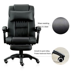 Black Office Chair | Recliner Swivel Leather Computer Chair with Headrest [A11BK]
