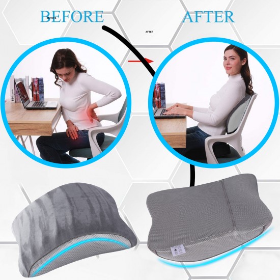 JL Comfurni |Lumbar Pillows Back Support Cushions Memory Foam Pillow with Breathable Mesh Cover for Office Chair, Car and Bed