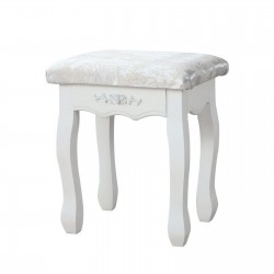 White Vintage Dressing Table Stool Padded Stool for Dressing Soft Vanity Makeup Stool Makeup Seat for Bedroom