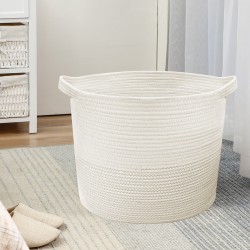 Laundry Basket Baby Storage Basket Toy Storage Organiser for Nursery, Kids Room, Washable Cotton Rope Woven