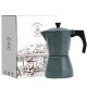 VINEKRAFT Espresso Maker Moka Pot Stove Top Coffee Pot 6 cups with a Coffee Clip Spoon/300ml -Grey