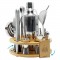 Cocktail Making Set Cocktail Shaker Accessories Set with Wooden Holder -26 Pieces