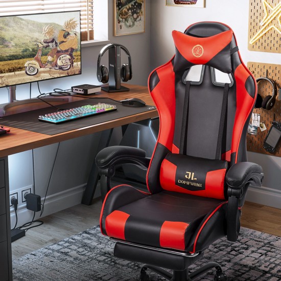 Constellation Series Red | Gaming Chair with Footrest/Computer Chairs/ Swivel Leather Desk Chair