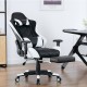 Athena Argyle Series | Gaming Chair with Footrest/Computer Chairs/ Swivel Leather Desk Chair [GRID-WT+JD]