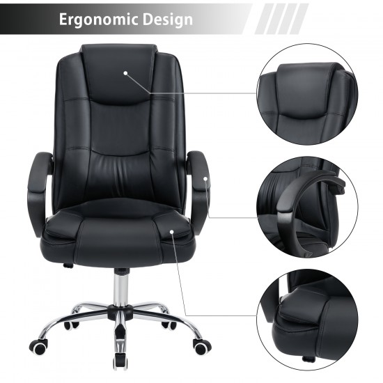 Home Office Chair/Faux Leather Chair/Computer Desk Chair - Black[HF-L07]