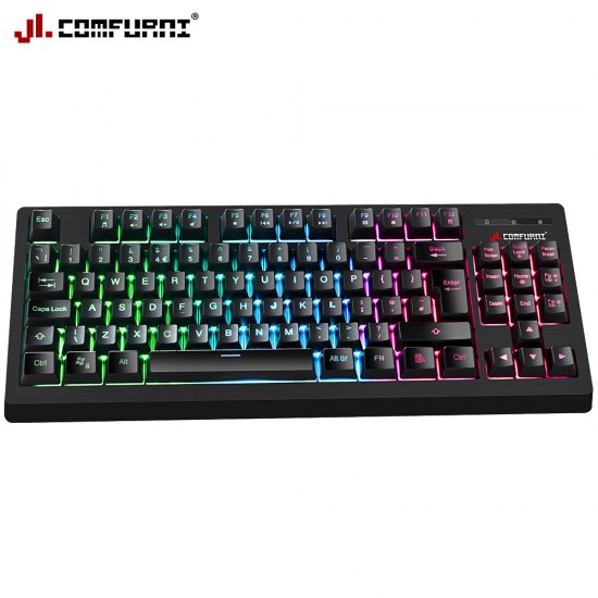 JL Comfurni Gaming Keyboard/ 7 Color LED backlit/ USB Wired-88 Keys [KB-G96BK]