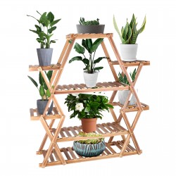 EXQUI Wood Flower Stand Display Plant Shelf - 6 Tiers