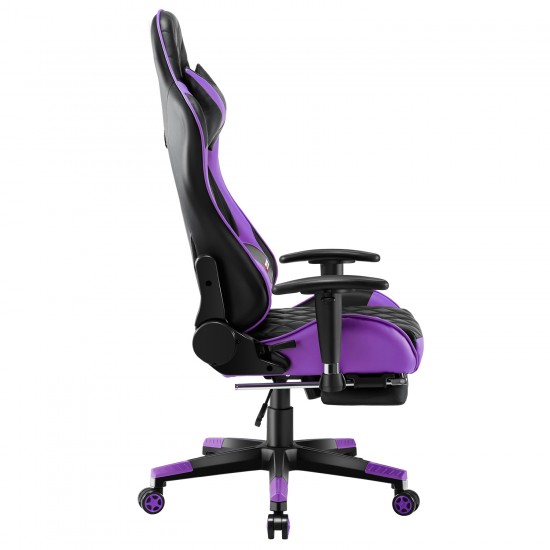 Athena Argyle Purple | Gaming Chair With Footrest/Computer Desk Chairs