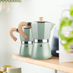 Vinekraft Moka Pot, Espresso Maker, ‎Aluminium Stove Top Coffee Maker with a Coffee Clip Spoon, 300ml/6 Cups - Green