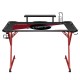 JL Comfurni | Z-Shaped Gaming Desk | PC Gamer Tables with Top Monitor Shelf/Cup Holder/Headphone Hook/Gaming Handle Rack[Red]